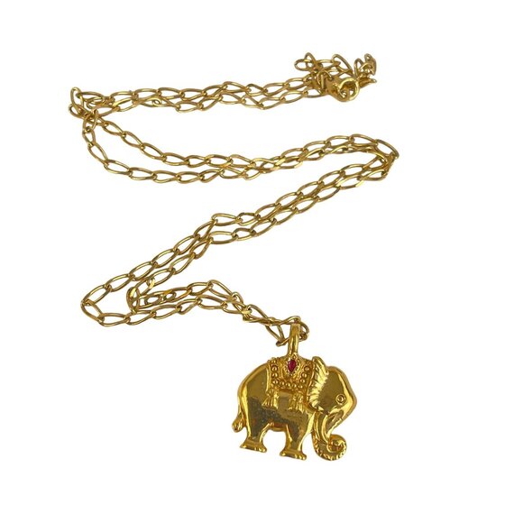 Gold-Tone Coin Pendant Necklace With Rope Chain & Elephant Charm - Picture 4 of 8